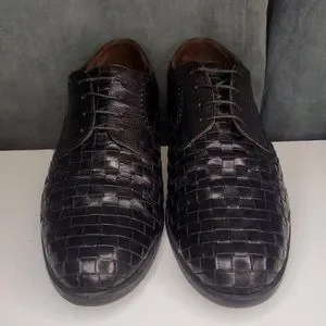 Shoes | Meltonian Black Leather Dress Shoes Woven Us Mens 1 